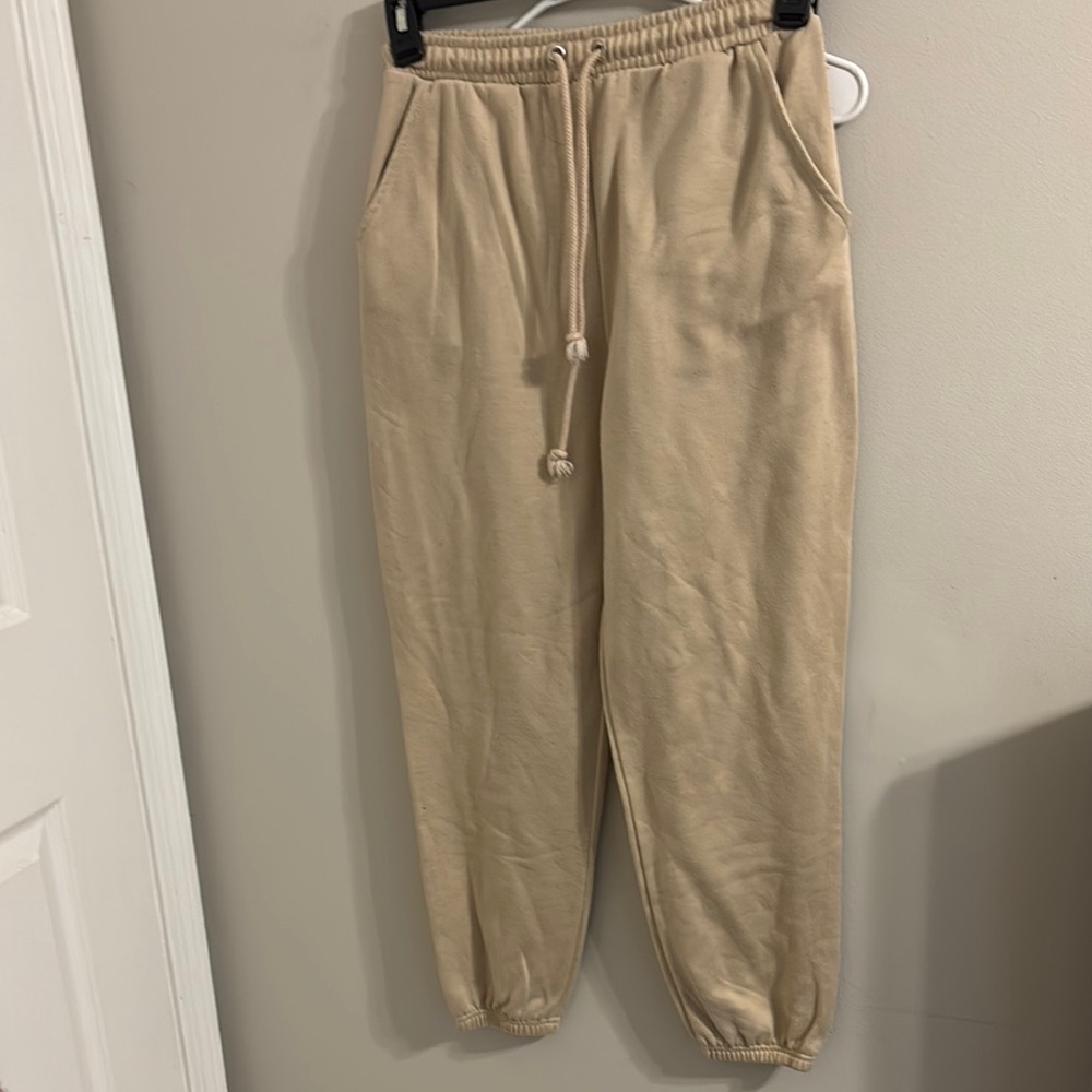Beige Jogger Sweatpants